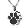 Paw Print Black Silver Necklace